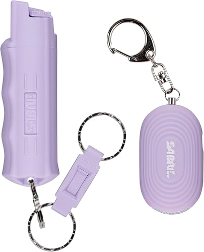 SABRE Personal Safety Kit with Pepper Spray and 2-in-1 Personal Alarm with LED Light, 0.54 fl oz, 25 Bursts,130dB Alarm, Audible Up to 1,250 Feet - color: Lavender, size: 0.54 Fluid Ounces/15 Grams