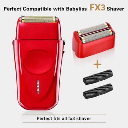 Replacement Head Compatible with BaByliss FX3 Foil Shaver - 2 Pack Red