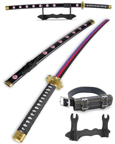 Cold Blade Katana Sword - 41 inches Katana Replica with Holster Belt and Display Stand - Sword with Authentic Design - color: Dark Wave