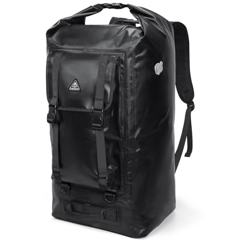 Haimont Large Waterproof Roll Top Dry Backpack 60L, Black - color: Black, size: 60L