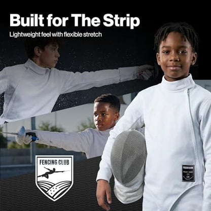 Kids Fencing Jacket 350N, Unisex Youth, Novus Breathable Lightweight Stretch Uniform for Foil Epee and Saber, Competition Approved (Right Hand, 158) - size: 158, style: Right Hand