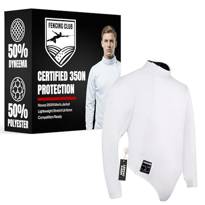 Mens Fencing Jacket 350N, Novus Breathable Lightweight Stretch Uniform for Foil Epee & Saber, Competition Ready - size: 48, style: Left Hand