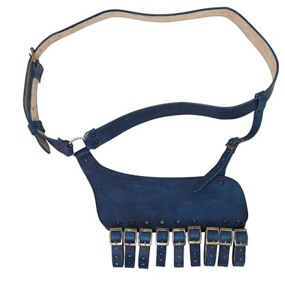 Armory Replicas Handcrafted Rigid Nature Right-Handed Leather Rapier Sword Frog Belt with Adjustable Fit - color: Blue