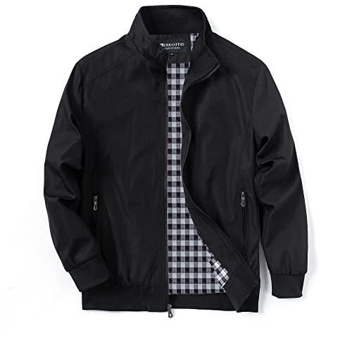 URBANFIND Men's Sports Shell Jacket Lightweight Windbreaker Outdoor Recreation Coat - color: Black, size: Large