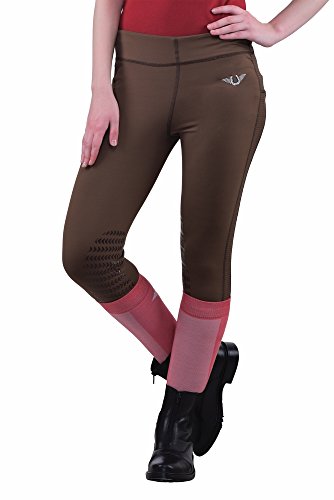 TuffRider Women's Ventilated Schooling Tights - color: Chocolate W/ Chocolate, size: X-Small