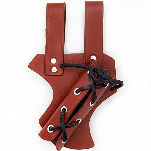 Armory Replicas™ - Genuine Bovine Leather Hawk Wood Sword Frog - Medieval Inspired Adjustable LARP Sabre Rapier Sword Weapon Frog Holster Holder Accessory - color: Maroon, style: Left