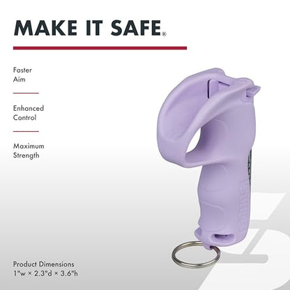 Sabre Pepper Spray with Quick Grip Finger Loop & Practice Spray, Faster Aim & Enhanced Grip, Keychain Attachment, for Beginners, Students, Commuters, Elderly – Protection On-The-Go, Made in USA - color: Lavender