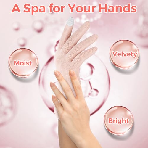 Donfri Touchscreen Cotton Moisturizing Gloves 6 Pairs, Pink, S - size: Small-Pink