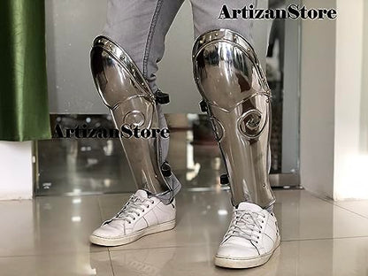 Medieval Armor Gladiator Leg Guard Silver