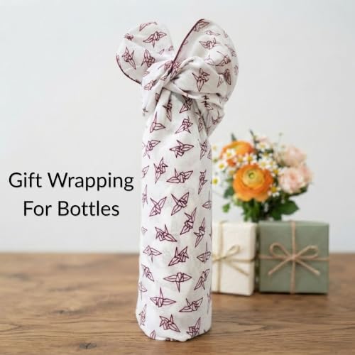 Japanese Tenugui Towel, 34.64"L x 12.99"W, Crane Pattern, Dark Red on White - color: Orizuru (Dark Red on White)
