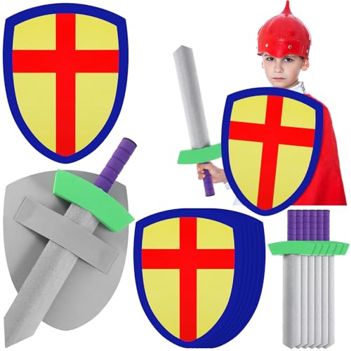 6 Set Foam Sword and Shield for Kids Medieval Knight Joust Set