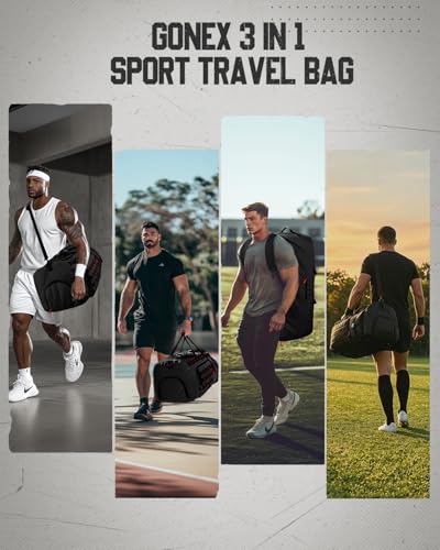 Gonex 90L Large Duffel Bag, Convertible Travel Sports Duffle - color: Black with Red Accents, size: 90L