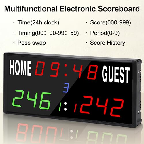 LED Electronic Scoreboard Digital Score Keeper with Remote/Timer/Shot Clock - size: Medium