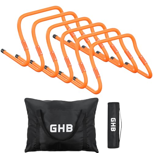 GHB Agility Hurdles Adjustable 8.3"&12.6" Speed Training Equipment Set - color: Orange 6 Pack