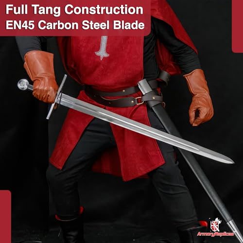 Armory Replicas™ Medieval Hand Forged Knight Sword EN45 Carbon Steel Full Tang with Scabbard - style: Knightly Arming Sword