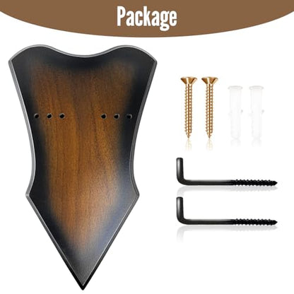 Sword Plaque Wall Mount Vertical Display Holder Adjustable Stand for Bow Medieval Dagger Axe (1pcs Medium Brown) - color: 1pcs Medium Brown