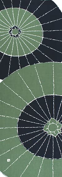 染の安坊 Anbo Tenugui Hand Towel, Japanese Bangasa (Dull Green×Navy), 100% Cotton, Made in Japan, 13.8 x 39.4 inches - color: Green