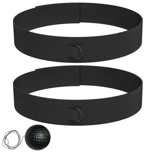 2 Pack Boxing Reflex Ball Headband Replacement with D-Ring Elastic Head Band for Boxing Reflex Ball Headband Boxing Training Ball Headbands Reaction Punching Speed Ball Head Band