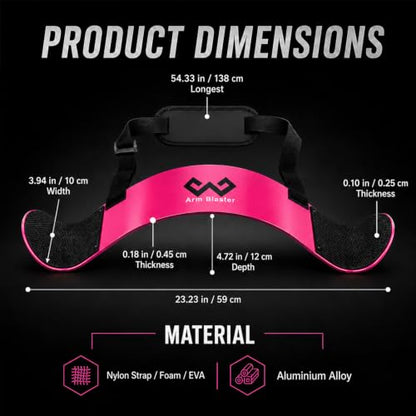 Arm Blaster Bicep Curl with Neoprene Padding, Adjustable Aluminum Bicep Curl Isolator, Bicep Blaster Arm Trainer for Weight Lifting Bodybuilding Home Gym Workout - color: Pink