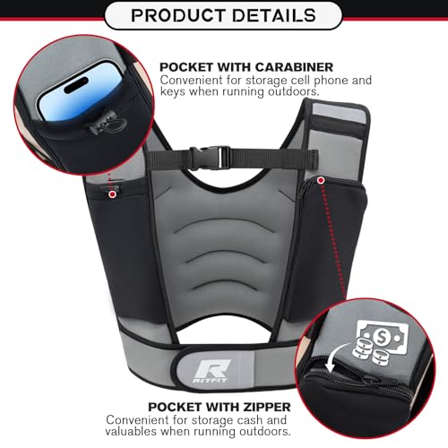 RitFit Weighted Vest, 4lb/8lb/10lb/12lb/15lb/20lb Weight Vest with Reflective Stripes, Weight Vest Adjustable for Women and Men Workout, Strength Training, Running, Fitness, Jogging, Walking - color: 20LB
