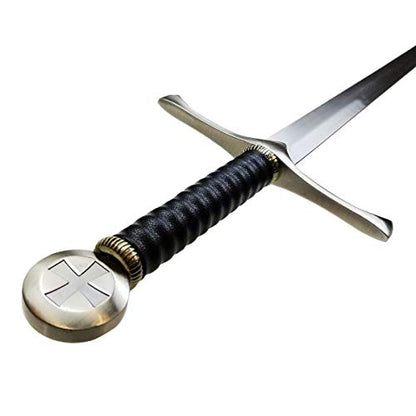 Medieval Sword One Hand Sword, Dull Blade. for Collection, Gift, Show and Fair Cosplay and LARP - color: Templar-Silver