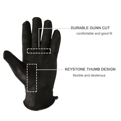 OZERO Leather Garden Gloves: Soft Breathable Deerskin Gloves (Black, S) - color: Black, size: Small (Pack of 1)