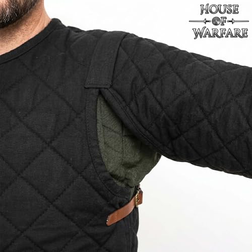 Medieval Gambeson Men Jacket | Padded Gambeson Coat 13th Century 2-Layer – Quilted Cotton Arming Wear - color: Black, size: Medium