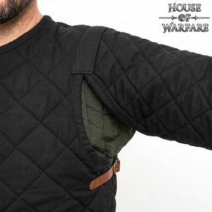 Medieval Gambeson Men Jacket | Padded Gambeson Coat 13th Century 2-Layer – Quilted Cotton Arming Wear - color: Black, size: Medium