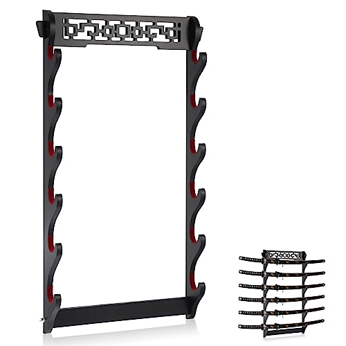 Katana Sword Rack Wall Mount, Hanging Stands for Sword Display,6 Tier - size: 6 Tier