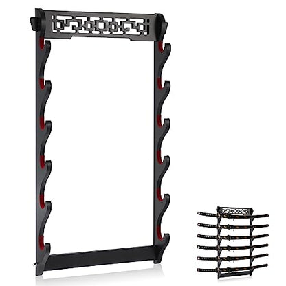 Katana Sword Rack Wall Mount, Hanging Stands for Sword Display,6 Tier - size: 6 Tier