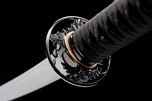Traditional Heat/Clay Tempered Hand Forged Katana Sword | Real 1060/1095 T10 High Carbon Steel Sharp Full Tang Katanas | Practical Authentic Japanese Samurai Swords - color: Iron Leaves