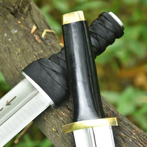 V M Thorfinn Dagger Replica from Vinland Saga, Handmade Viking Knife with Leather Sheath, Anime Collectible Fixed Blade for Cosplay, Display, Halloween Costume & Gift for Men