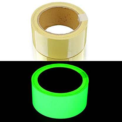 Oumers Glow in The Dark Tape 33 ft x 2 inch Green High Bright Luminous Tape Sticker Removeble Waterproof and Photoluminescent - size: 33 Foot x 2 Inch