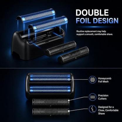 Replacement Double Foil Blade Compatible with BaBylissPRO UV-Double Shaver - color: Black Double Foil-2 Pack