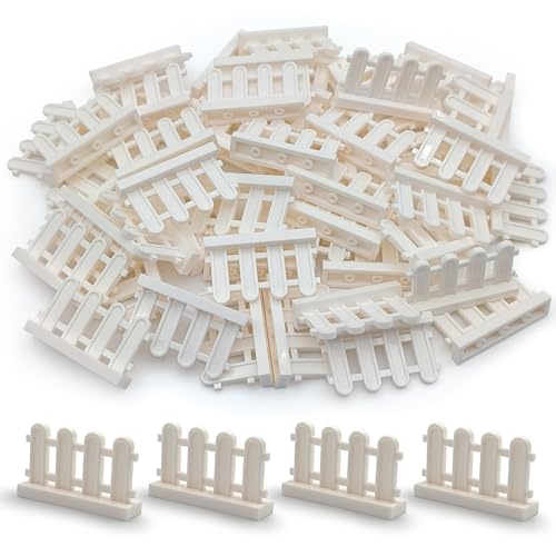 50pcs White Picket Fence Building Block Toy Accessories - color: White