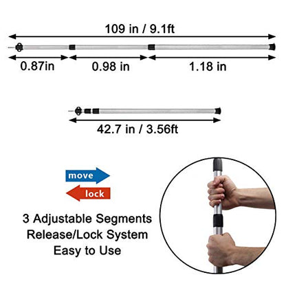Sunnyglade 2 Pcs Adjustable Tarp Poles Telescoping Rods Aluminum Silver