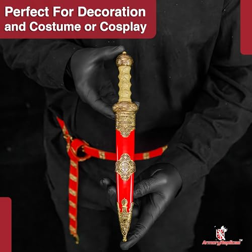 Armory Replicas™ Roman-Style Collectible Daggers – 14" Stainless Steel Historical Replicas with Ornate Handles & Sheaths – Display-Ready Gift for Collectors, Reenactors & Cosplay - style: Roman Mini Daggar