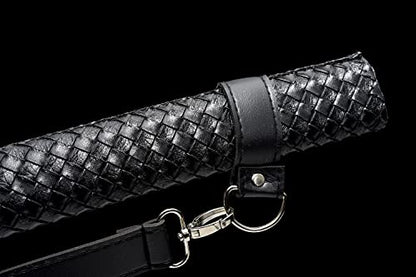 Traditional Heat/Clay Tempered Hand Forged Katana Sword | Real 1060/1095 T10 High Carbon Steel Sharp Full Tang Katanas | Practical Authentic Japanese Samurai Swords - color: Straps Scabbard