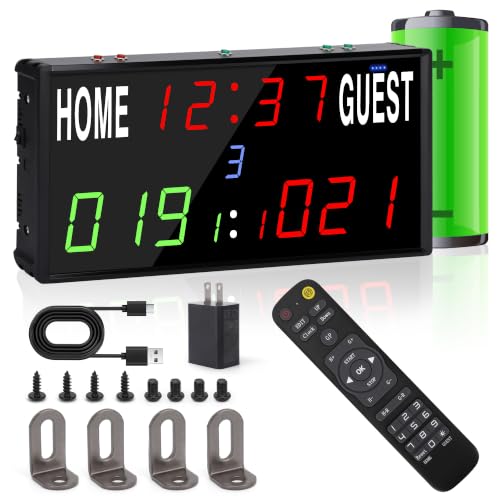 LED Electronic Scoreboard Digital Score Keeper with Remote/Timer/Shot Clock - size: Large