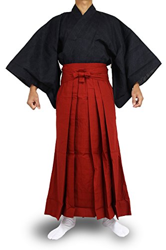 Edoten Japanese Samurai Hakama Uniform - color: 1nv-red, size: Large