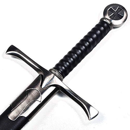 Ace Martial Arts Supply 36" Medieval Knight Arming Sword with Scabbard – Unsharpened Stainless Steel for Cosplay & Display - color: Crusader (Cross) W/ FROG BELT