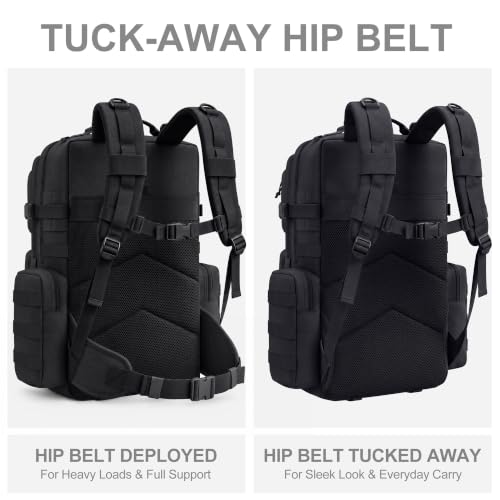 TILYMOL 55L Military Tactical Backpack for Men & Women, Large Assault Pack - color: Black Camo, size: 55L