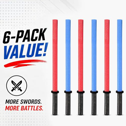 Liberty Imports 29-Inch Pool Noodles Foam Saber Toy Light Swords - Kids Bulk Party Favors - Ideal for Pools, Backyard, Summer Outdoors Play (6 Pack)