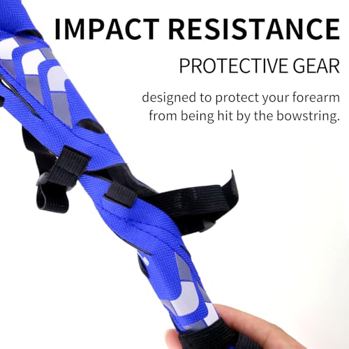11.2in Long/6.7in Short Armguard Professional Competition Archery Bow Range with 4-Strap/2-Strap Buckles Shooting Practice Guard Nylon Carbon Forearm Protector Arm Guard - size: Blue Long