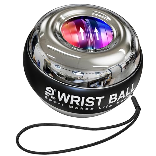 JIN BD Auto Start Wrist Ball，Gyro Ball Trainer，Wrist Exerciser，Gyroscopic - color: Silver-Metal