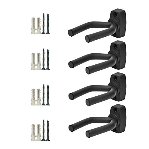 Hongmei Outdoors Gun Racks Wall and Mount Shotgun Hook Rifle Hanger Gun Storage Display for Guitar, Rifles, Shotguns, Airsoft, Compound Bow (Black 4 Pack)