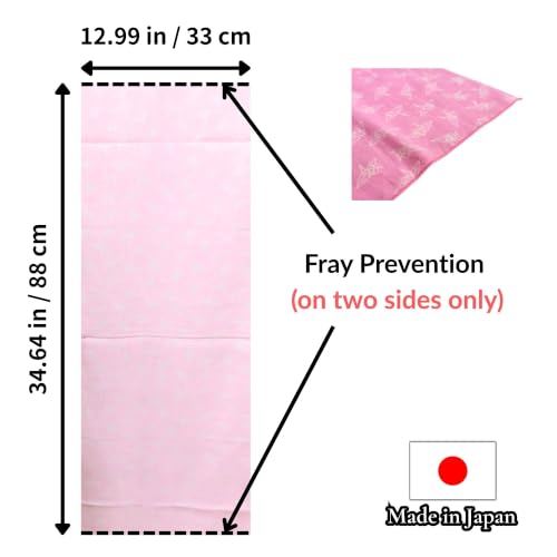 Japanese Tenugui Towel, 34.64"L x 12.99"W, Crane Pattern, White on Pink - color: Orizuru (White on Pink)
