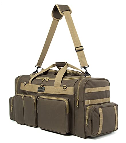 Heavy Duty Range Duffel Quality Tactical Gear Travel Sports Equipment Gym Bag Lockable Zippers with US Flag Patch (33" Khaki) - size: 33" Khaki