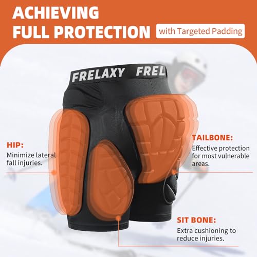 Frelaxy 3D Protective Butt Pads Padded Shorts for Snowboard, Ski and Skate, Crash Pad Impact Gear, Protection for Tailbone, Hip, and Butt - size: Small