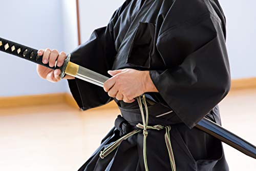 Katana Samurai Sword for Dojo, Hand Forged Carbon Steel, Full Tang - color: 1045 Damascus Katana Bo-Hi 628